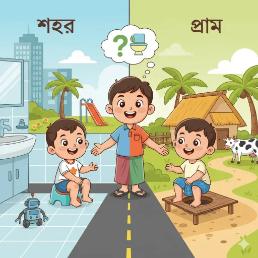 শহরে বনাম গ্রামে শিশুর পটি ট্রেনিংয়ের পার্থক্য