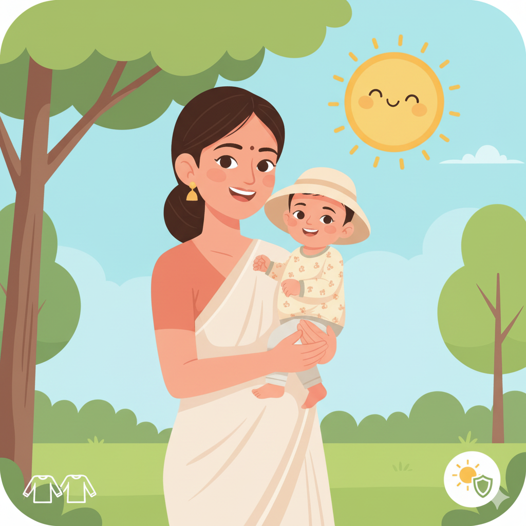 শিশুর ত্বককে রোদ থেকে রক্ষা করবে এমন পোশাক