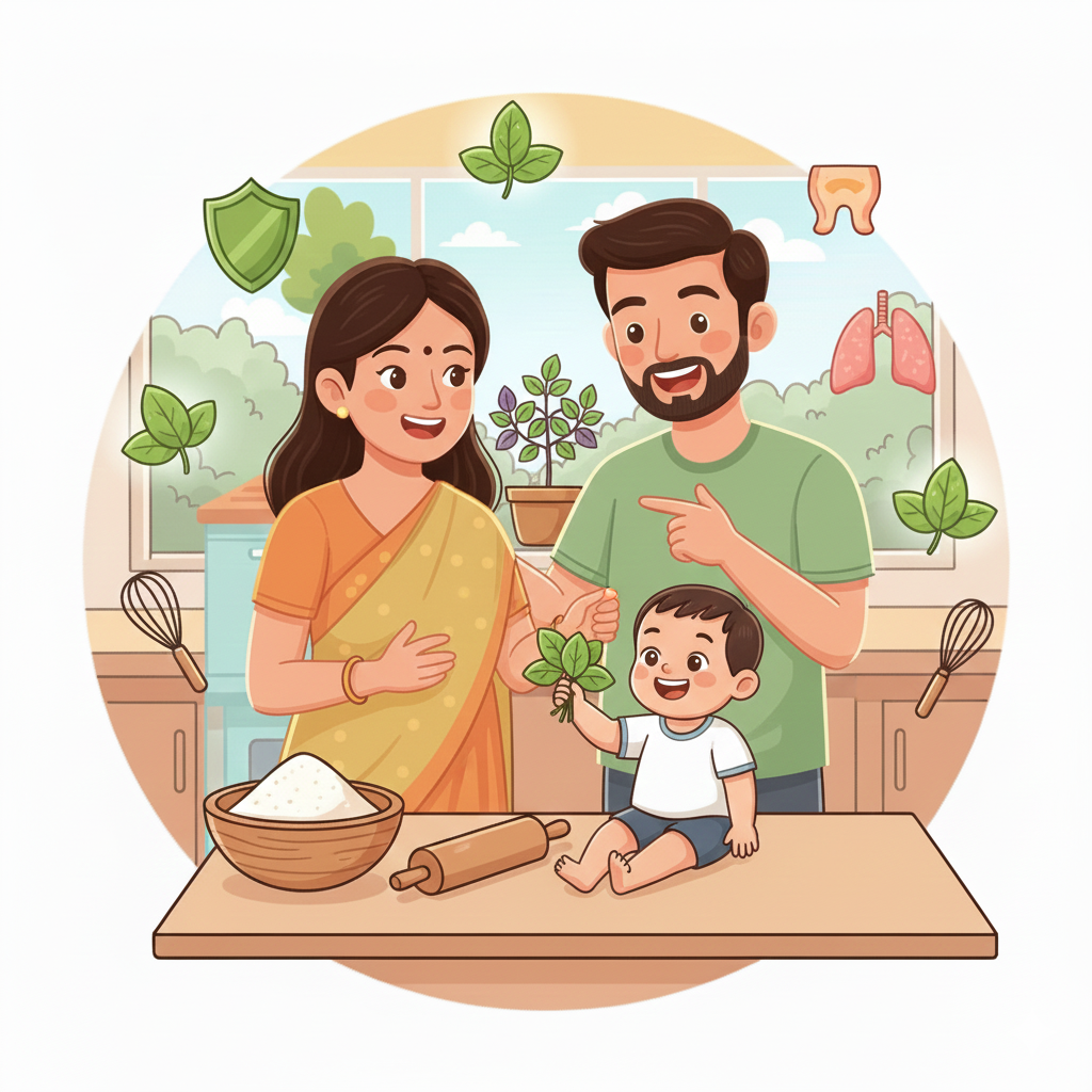শিশুর জন্য অর্গানিক তুলসী পাতার উপকারিতা