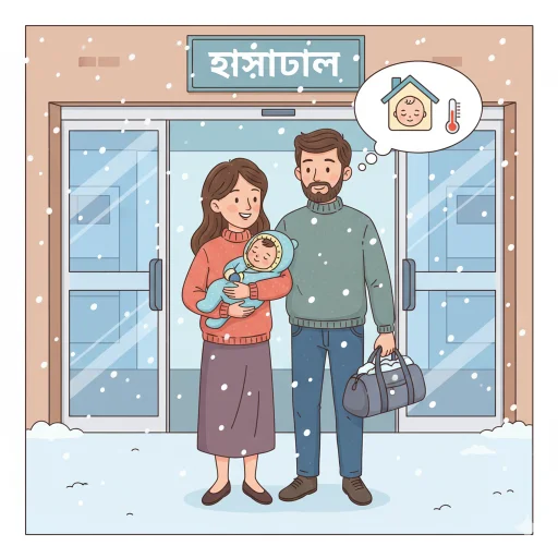 নবজাতকের জন্য হাসপাতাল যাত্রার সময়ের শীতকালীন পোশাক