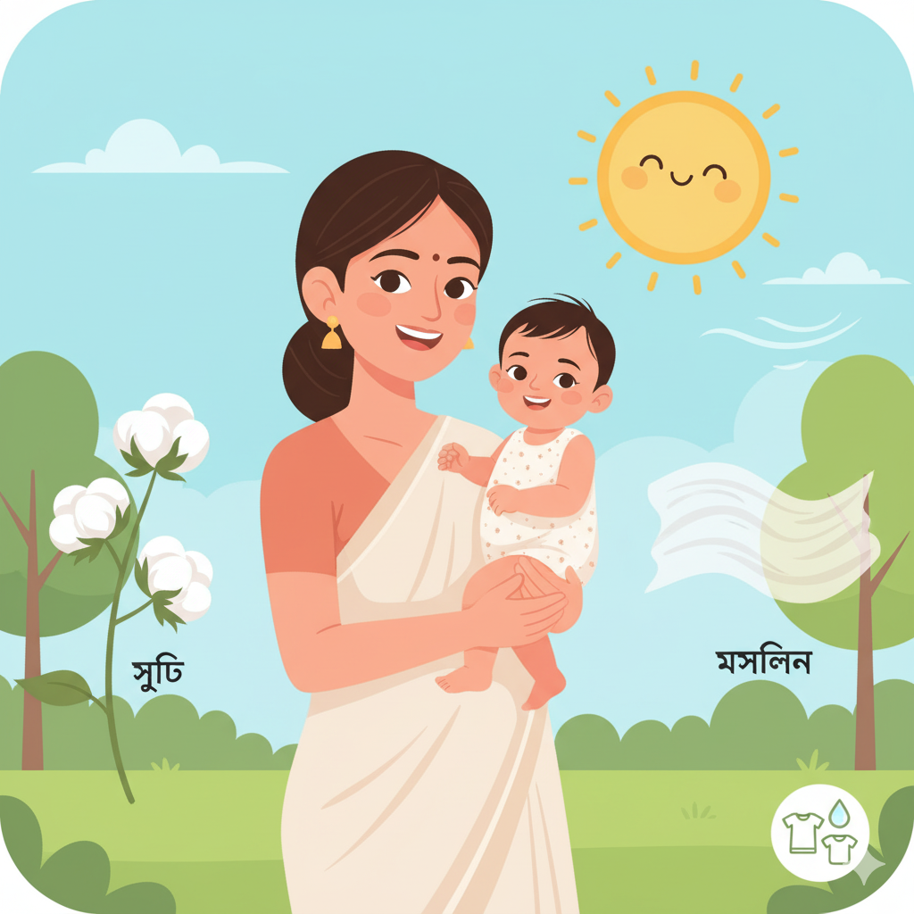 গরমে শিশুর জন্য সুতি ও মসলিন পোশাকের তুলনা