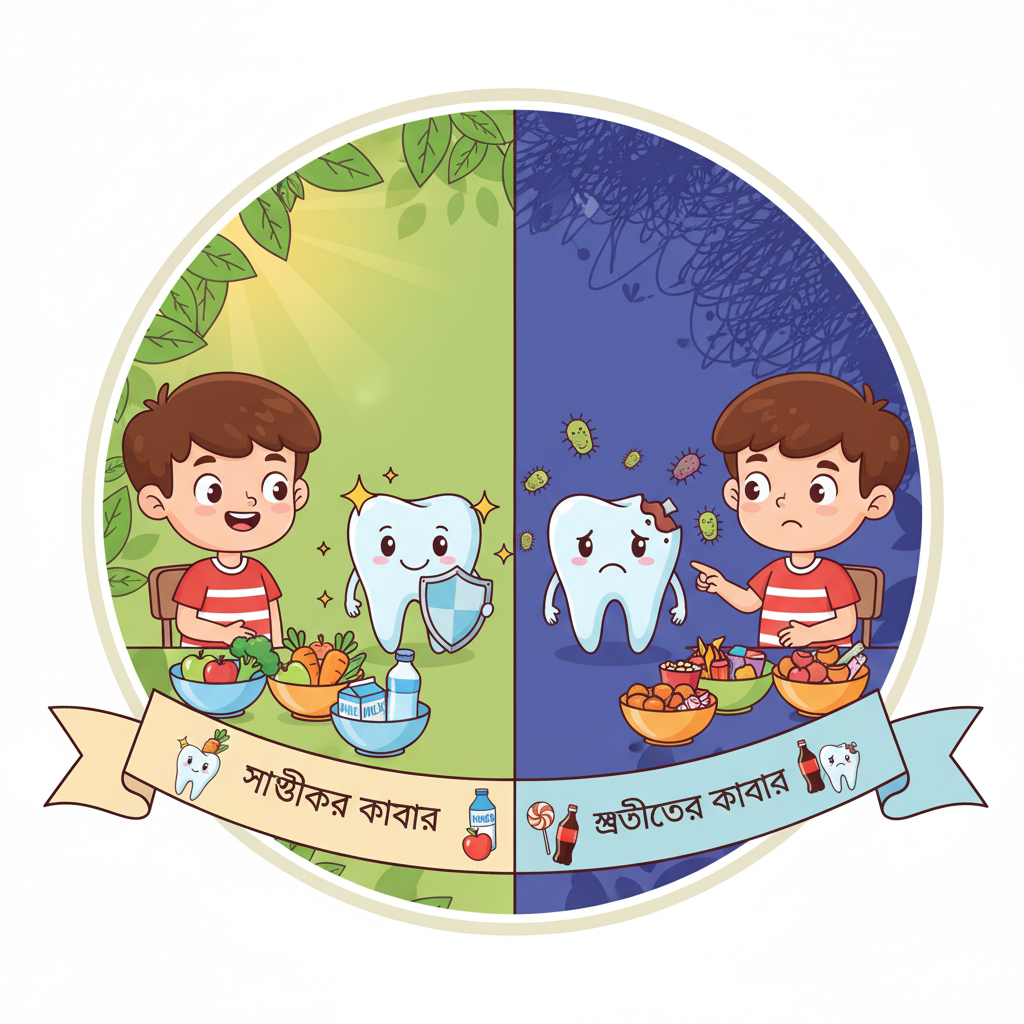 শিশুর দাঁতের স্বাস্থ্য রক্ষায় সুষম খাদ্যের ভূমিকা