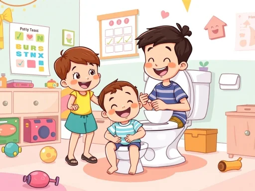 ভাই-বোনদের সাথে মিলে শিশুকে পটি শেখানো