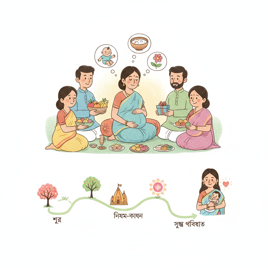 গর্ভবস্থায় বাংলা রীতি-রীতি অনুযায়ী কি বিশেষ খাবার বা উপহার দেওয়া হয়?